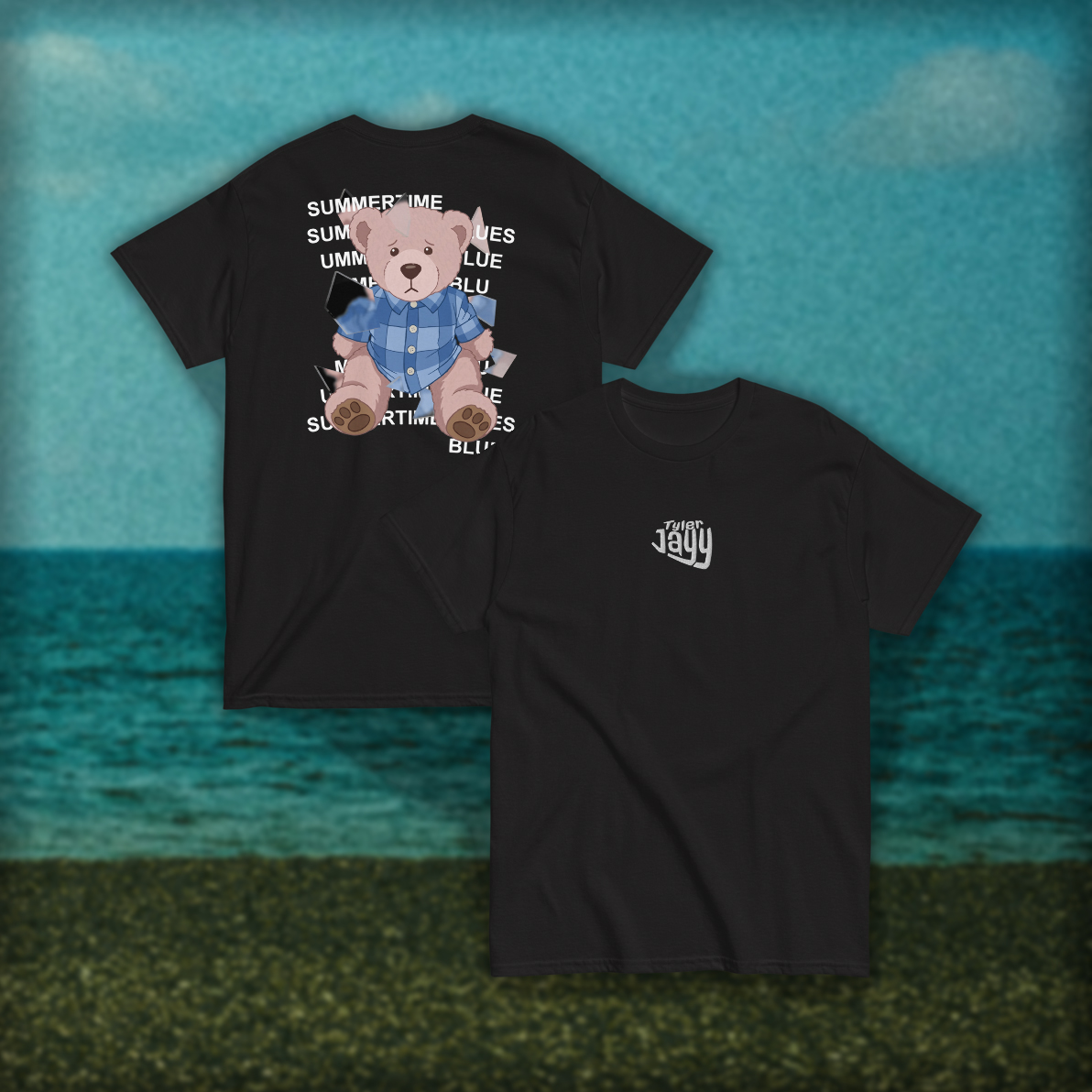 "Summertime Blues" Black Tee - Tyler Jayy