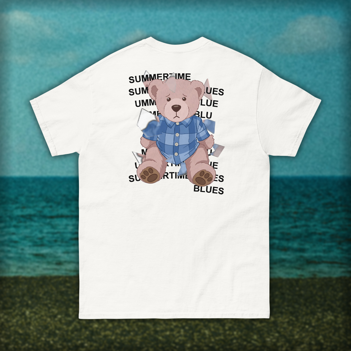 "Summertime Blues" White Tee - Tyler Jayy - Image 3
